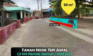 Tanah Hook Tepi Aspal di Sendangadi, Sleman 1,5 km Mall Sch Pemda S