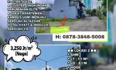 Dijual Tanah Strategis di Sleman Yogyakarta. Shm Lt121, Lt111 Murah