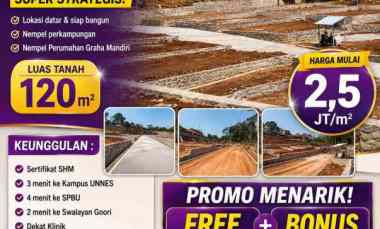 Tanah Kavling Premium Siap Bangun Selangkah Kampus Unnes
