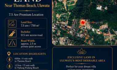 Leasehold Land Near Thomas Beach Uluwatu 7.5 are Premium Location
