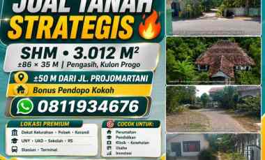 Jual Tanah Shm 3.012 M Strategis di Pengasih Kulon Progo Yogyakarta