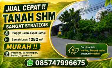 Jual Tanah Shm Pinggir Jalan Aspal Potorono Banguntapan Bantul Diy