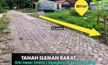 Tanah Sleman Barat Pasar Cebongan 500 meter Jalan Kebon Agung Smk
