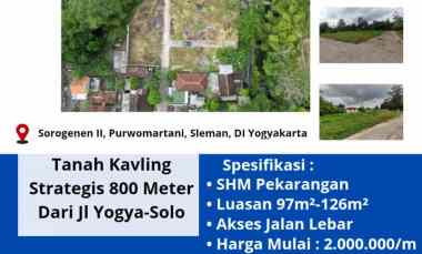 Tanah Kavling Murah Area Sleman, dekat jl Raya Solo-yogyakarta