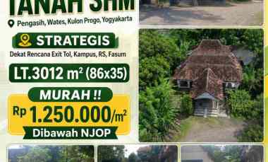 Dijual Tanah Shm Strategis di Pengasih Kulon Progo Yogyakarta Lt 3012m
