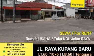 Disewakan Rumah Usaha/ Toko NOL Jalan RAYA Surabaya Barat - Lebar 10 M