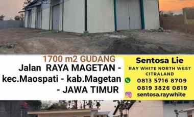 Disewakan 1700 m2 Gudang Raya Magetan - Raya Maospati - Magetan Jatim