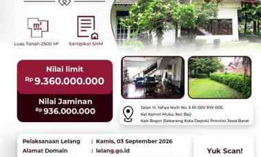 Jual Rumah Melalui Lelang Luas 2500 meter
