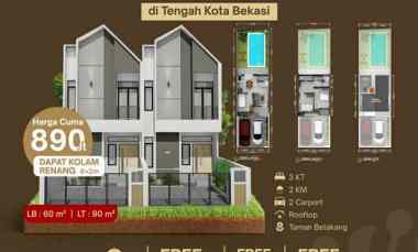 Rumah Murah 2,5Lt Bonus Kolam Renang di Kota Bekasi