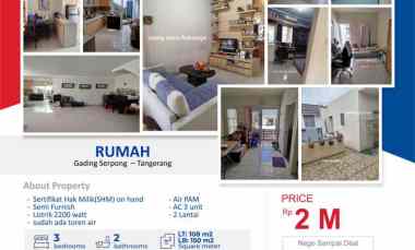 Rumah Semi Furnish SHM Gading Serpong Tangerang