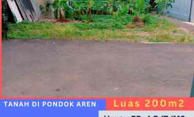 Tanah 200m2 SHM di Pondok Aren, Posisi Hook Rp.4,5jt/m2