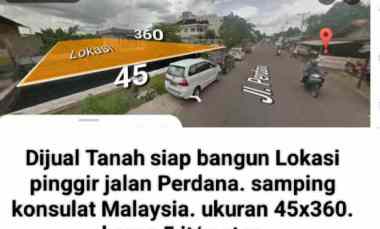 Tanah Jalan Perdana 45x360 Harga 6 jt/meter