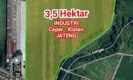 Lahan Industri 3,5Ha 2menit ke Exit TOL Klaten 1,8jt/m2