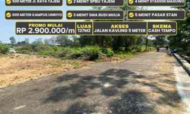 tanah kavling 2 9jt m 500 meter dari jl raya tajem