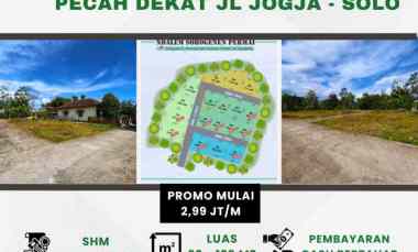 Tanah Kavling Sertifikat Pecah di dekat jl Jogja - Solo