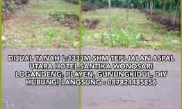 Dijual Tanah L 1333m SHM Utara Hotel Santika Wonosari Gunungkidul