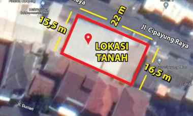 tanah murah 352 m2 pinggir jalan di cipayung jak tim