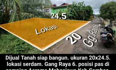 Tanah Siap Bangun Serdam. Gang Raya 6